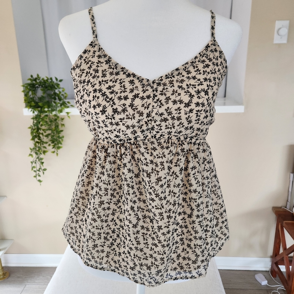Japna Women Floral Tank Top Blouse size Medium M